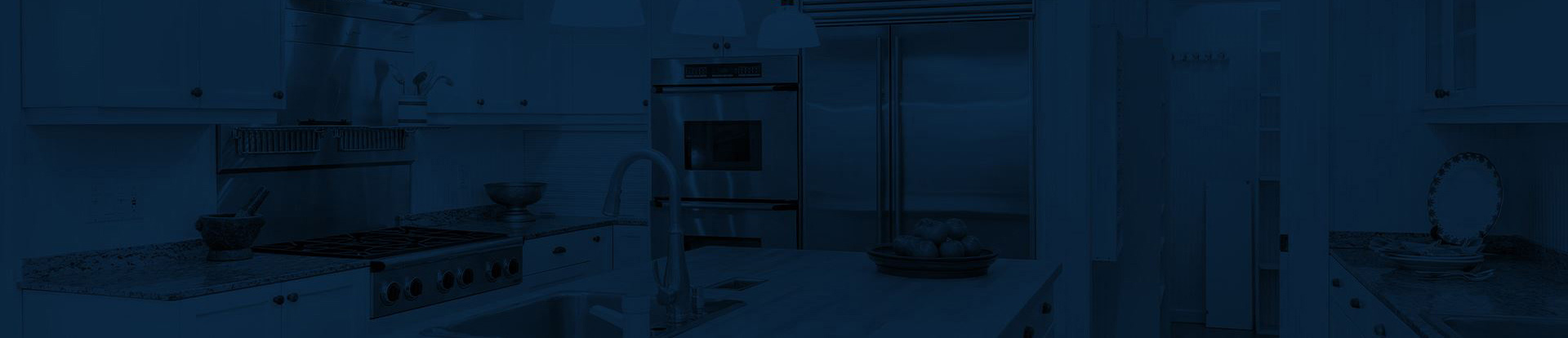 kitchen remodel with a blue overlay