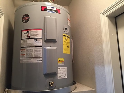 water heater tank in small room
